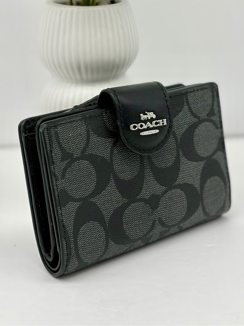Coach Medium Corner Zip Wallet in Signature Canvas